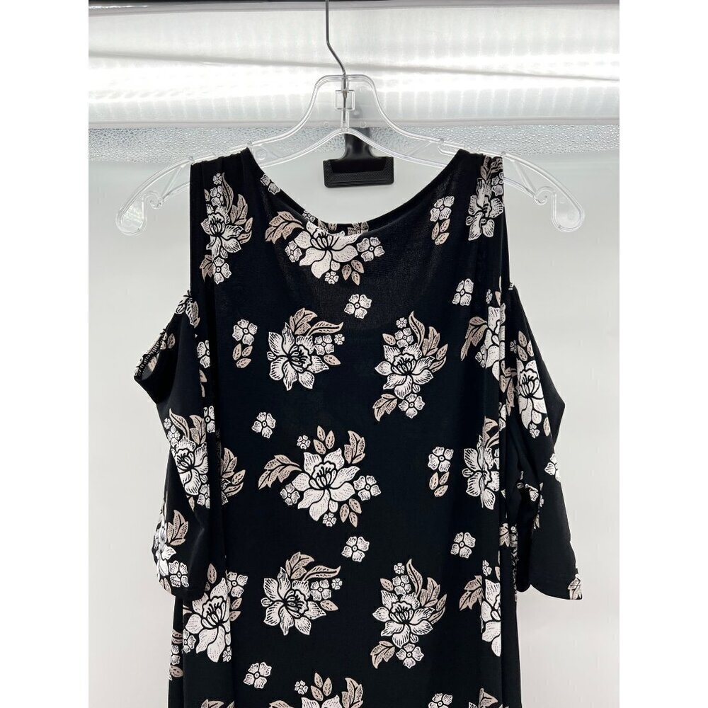 Chico's Women's Cold Shoulder Short Sleeve Floral Shift Dress Size Large - Picture 6 of 9